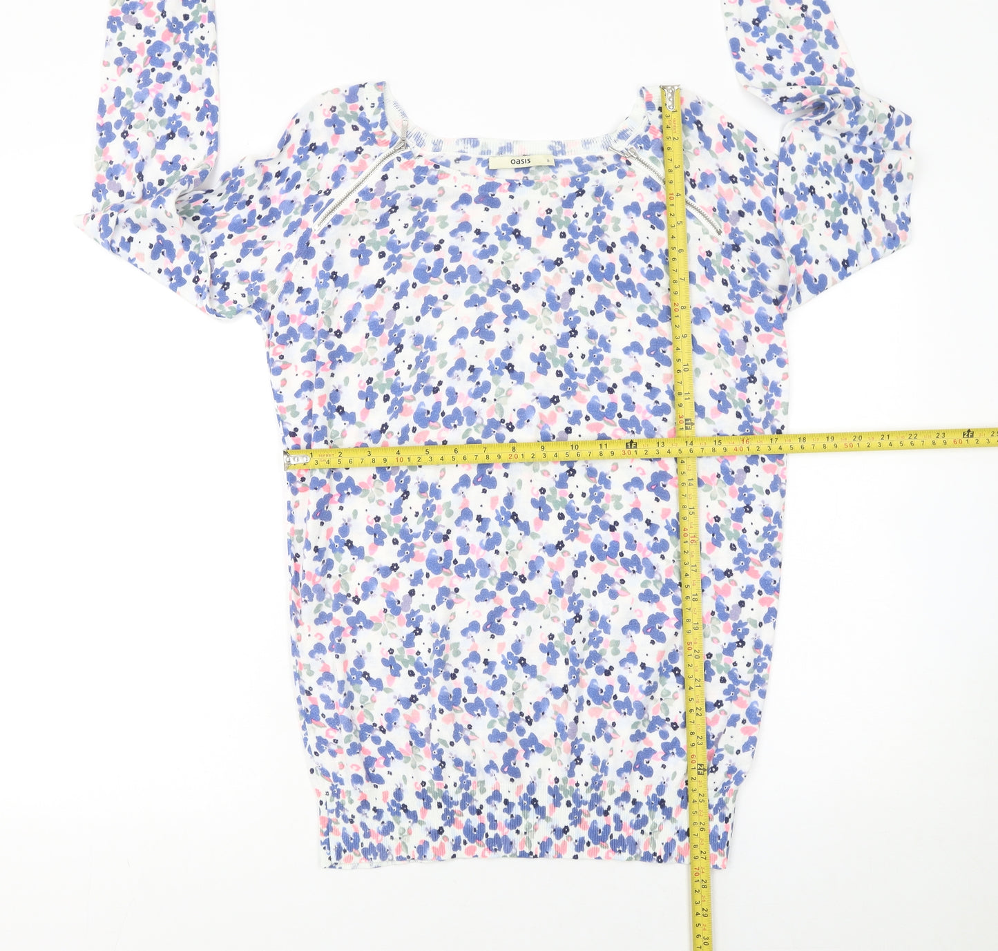 Oasis Women’s Multicoloured Floral Cotton Pullover Jumper Size S