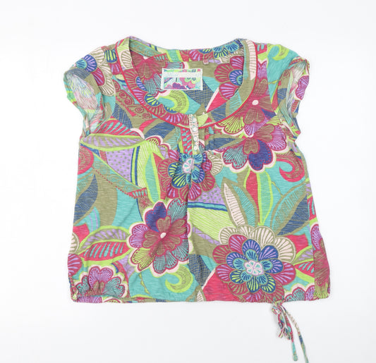 Next Petite Multicoloured Floral Cotton Tunic Blouse Women's UK 12