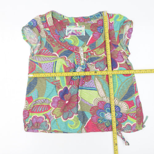 Next Petite Multicoloured Floral Cotton Tunic Blouse Women's UK 12