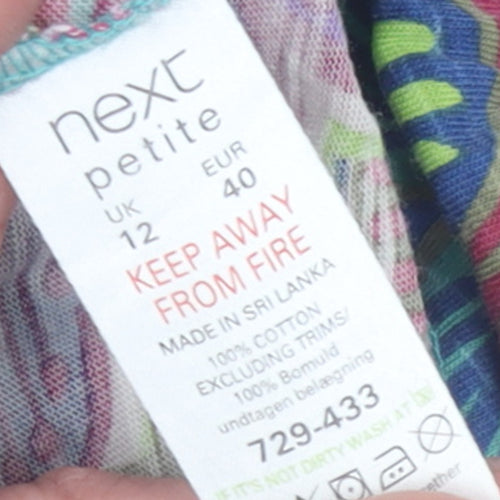 Next Petite Multicoloured Floral Cotton Tunic Blouse Women's UK 12