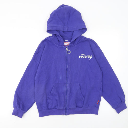 Marks and Spencer Girls Purple The Marvels Full Zip Hoodie 10-11 Years