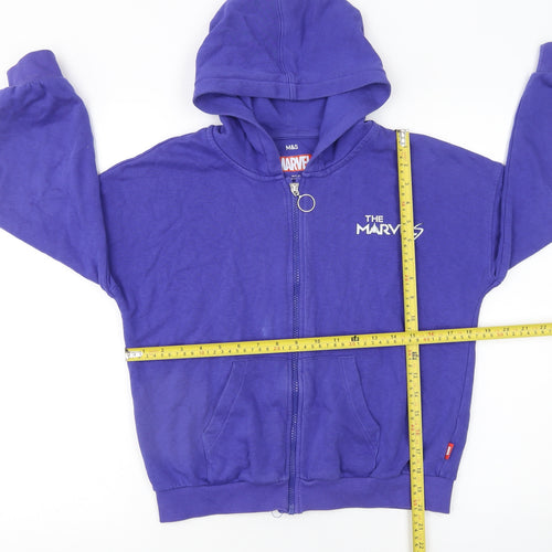 Marks and Spencer Girls Purple The Marvels Full Zip Hoodie 10-11 Years