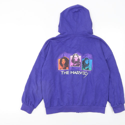 Marks and Spencer Girls Purple The Marvels Full Zip Hoodie 10-11 Years