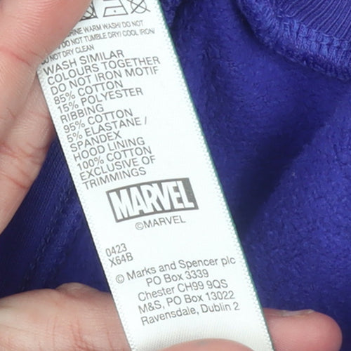 Marks and Spencer Girls Purple The Marvels Full Zip Hoodie 10-11 Years