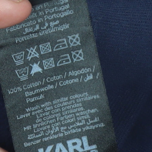Karl Lagerfeld Men's Blue Crew Neck Logo Pullover Sweatshirt M