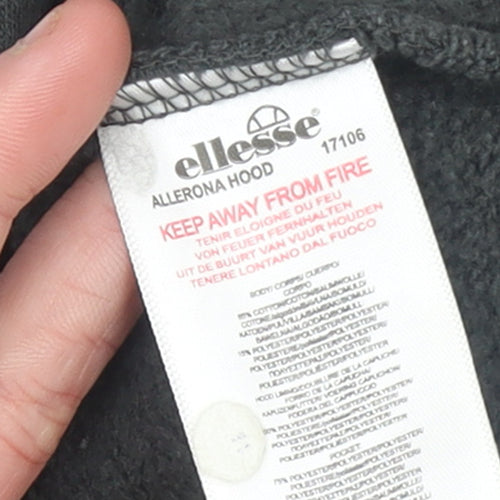 Ellesse Girls Black Hoodie 12-13 Years Pullover Marbled Pocket Cotton Blend