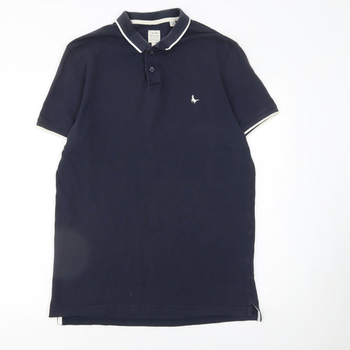 Jack Wills Men's Blue Cotton Short Sleeve Polo Shirt Size L