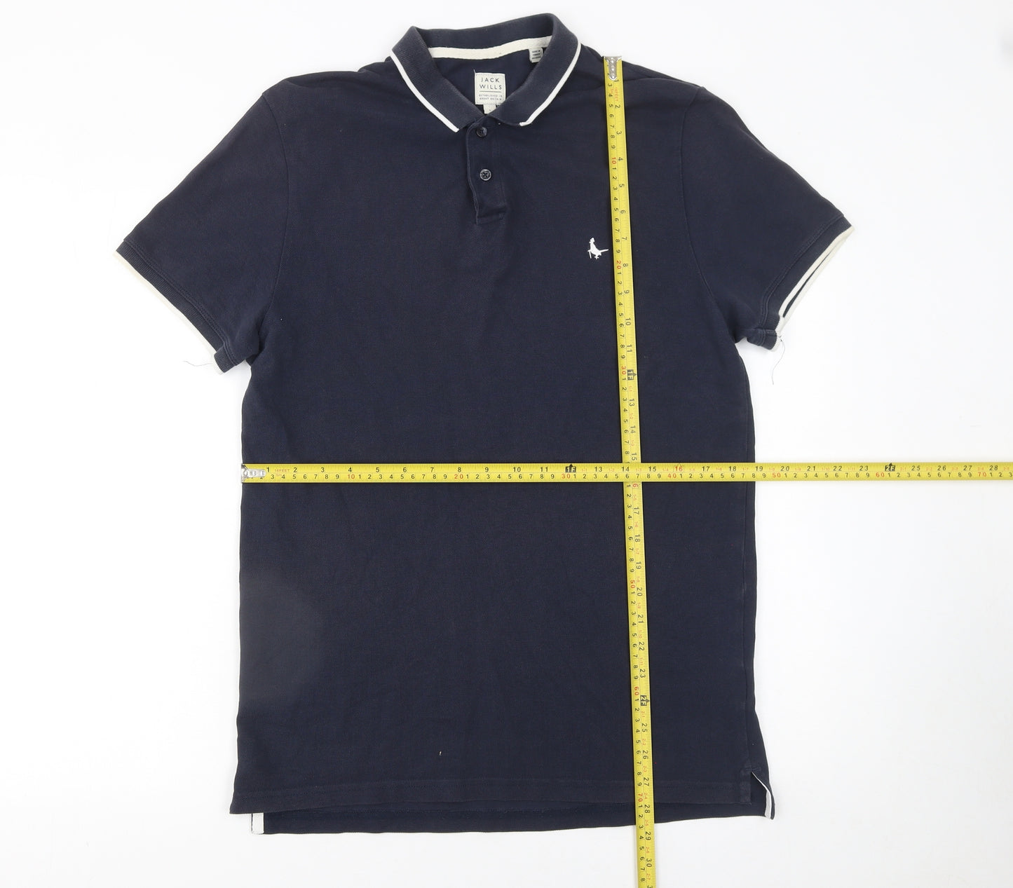 Jack Wills Men's Blue Cotton Short Sleeve Polo Shirt Size L