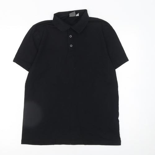 ASOS Men's Black Cotton Polo Shirt Size M Short Sleeve Regular Fit