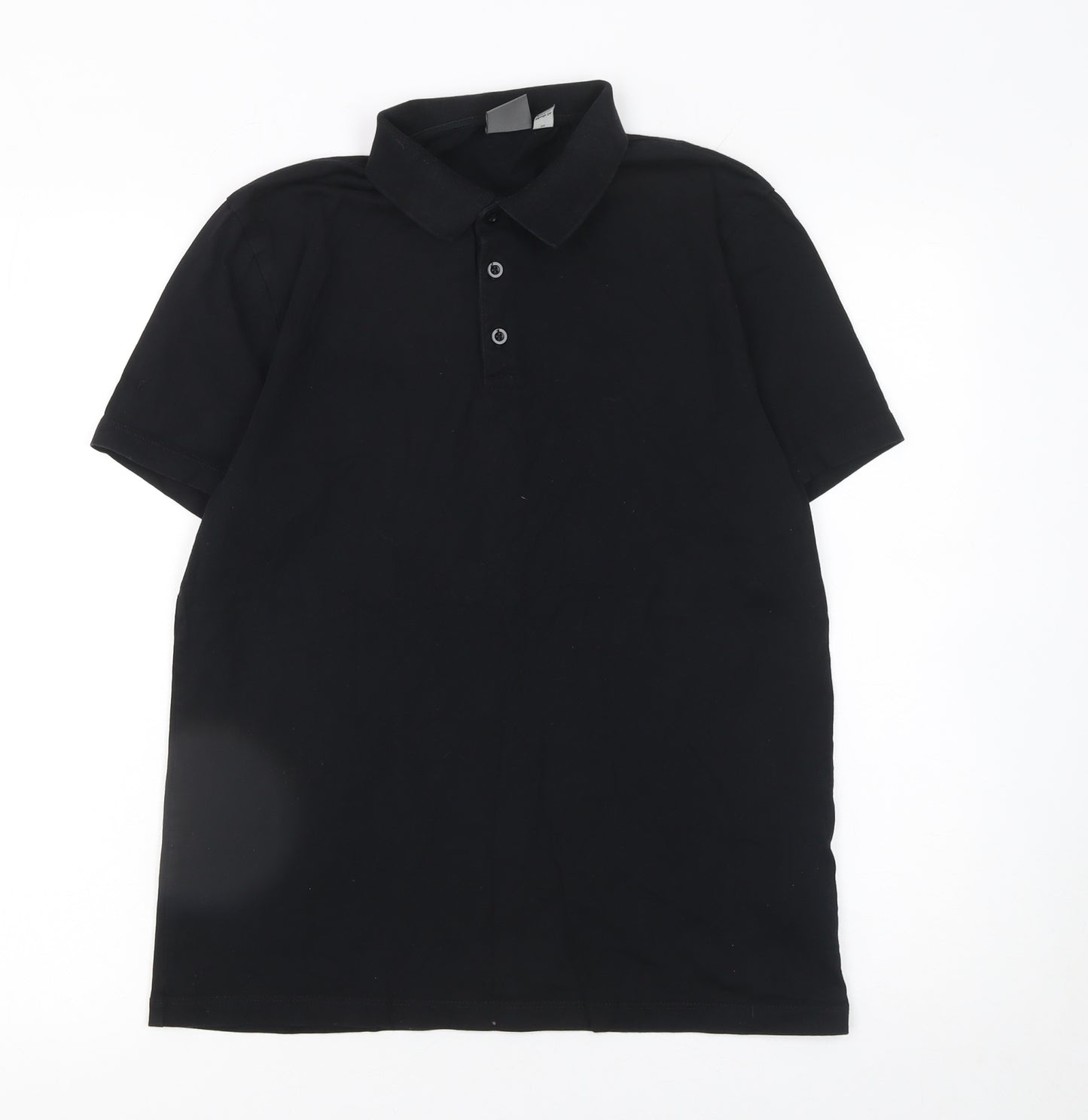 ASOS Men's Black Cotton Polo Shirt Size M Short Sleeve Regular Fit
