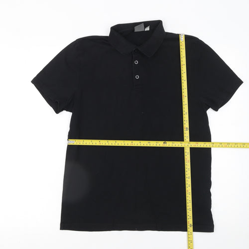 ASOS Men's Black Cotton Polo Shirt Size M Short Sleeve Regular Fit