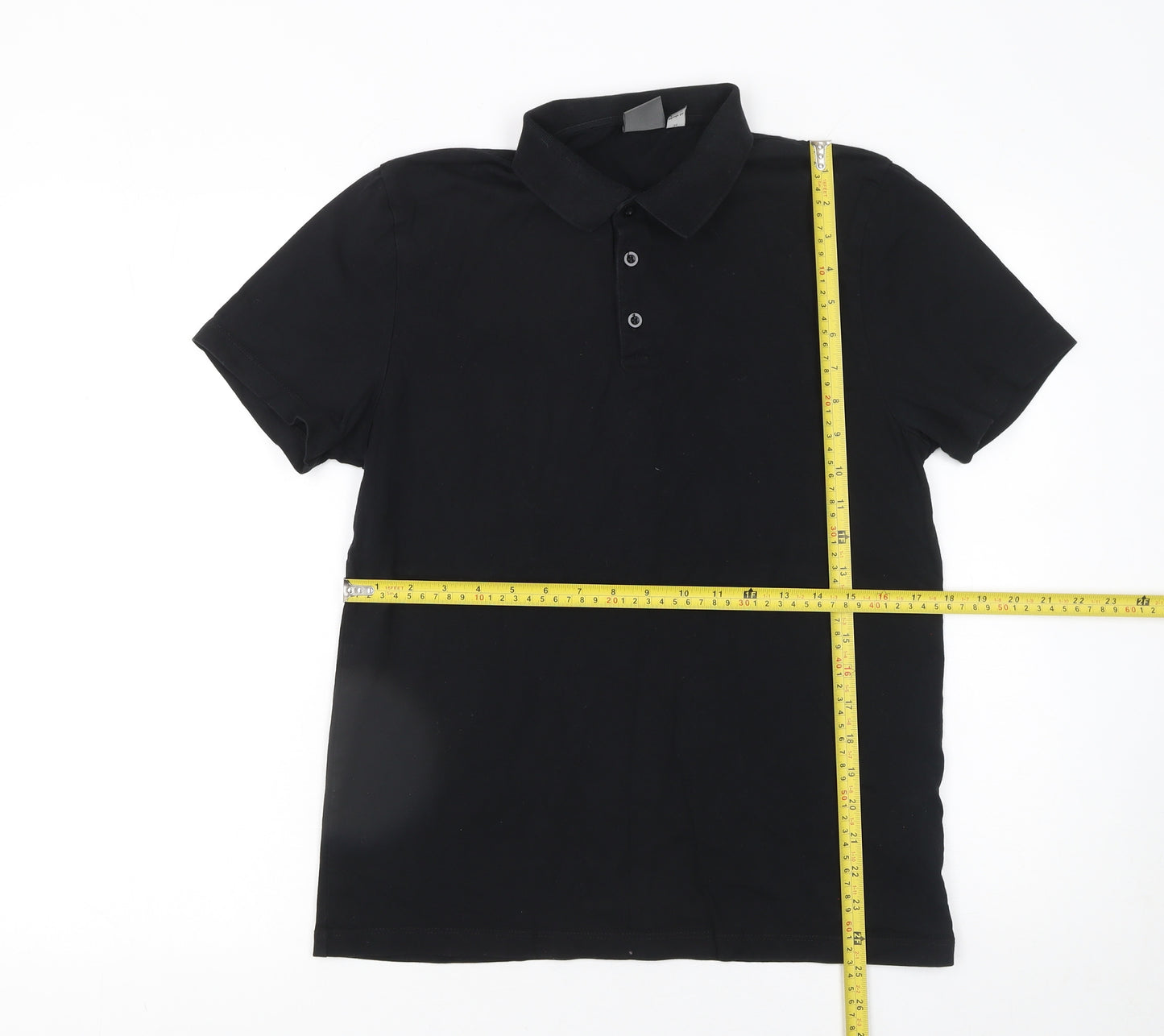 ASOS Men's Black Cotton Polo Shirt Size M Short Sleeve Regular Fit
