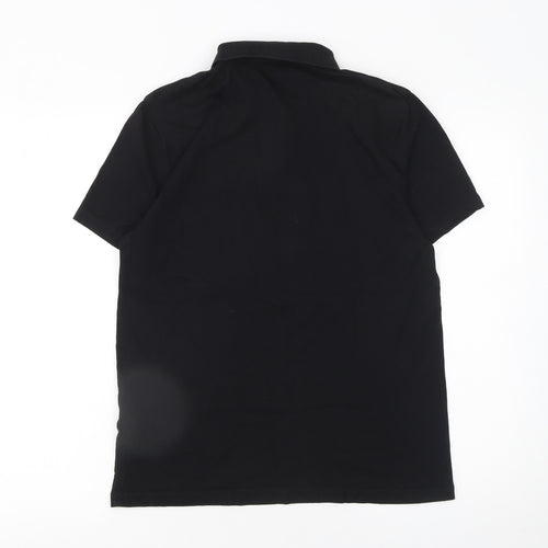 ASOS Men's Black Cotton Polo Shirt Size M Short Sleeve Regular Fit