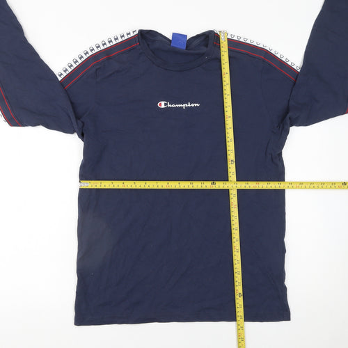 Champion Men's Blue Long Sleeve Crew Neck Cotton T-Shirt Size L