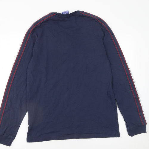 Champion Men's Blue Long Sleeve Crew Neck Cotton T-Shirt Size L
