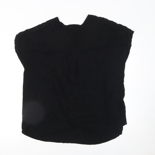 New Look Women's Black Viscose Blouse UK 14 Short Sleeve Pullover
