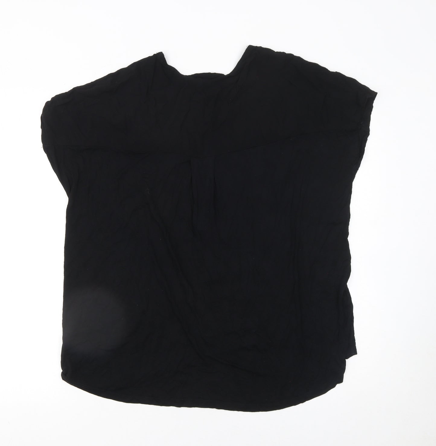 New Look Women's Black Viscose Blouse UK 14 Short Sleeve Pullover