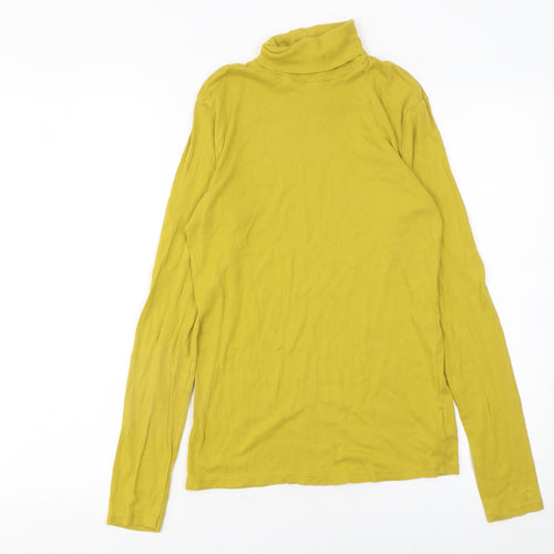United Colors of Benetton Women Yellow Roll Neck Cotton Top S
