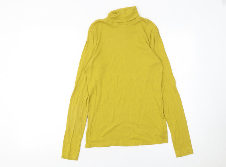 United Colors of Benetton Women Yellow Roll Neck Cotton Top S