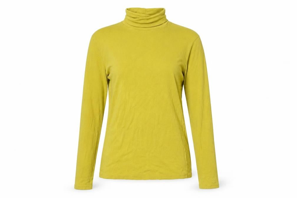 United Colors of Benetton Women Yellow Roll Neck Cotton Top S