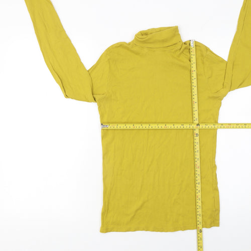 United Colors of Benetton Women Yellow Roll Neck Cotton Top S