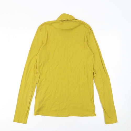 United Colors of Benetton Women Yellow Roll Neck Cotton Top S