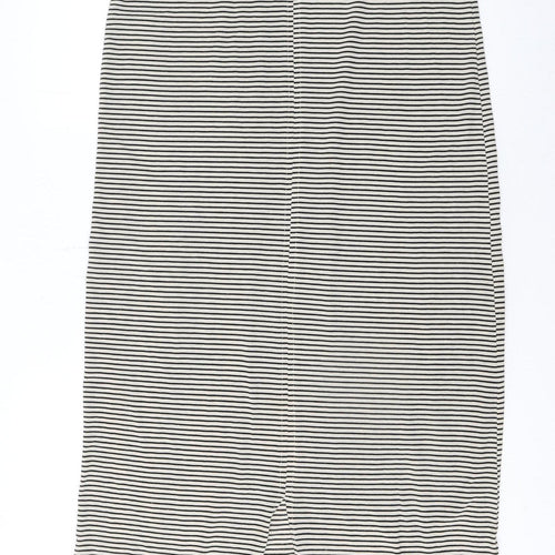 SELECTED FEMME Women Black Striped Midi Tank Dress M Cotton Stretch