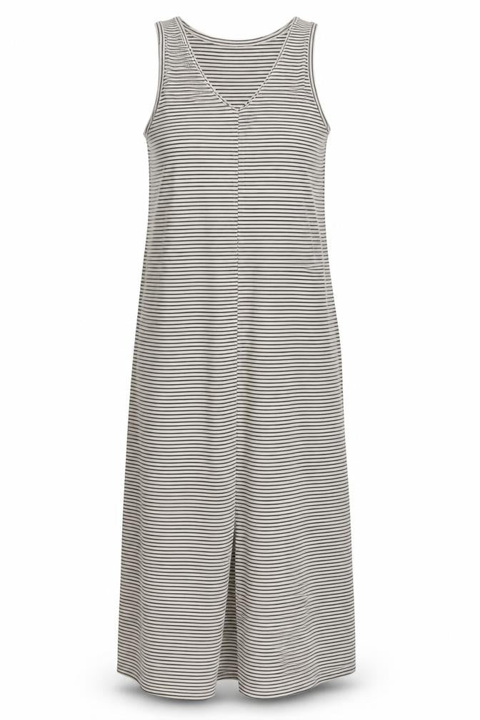 SELECTED FEMME Women Black Striped Midi Tank Dress M Cotton Stretch