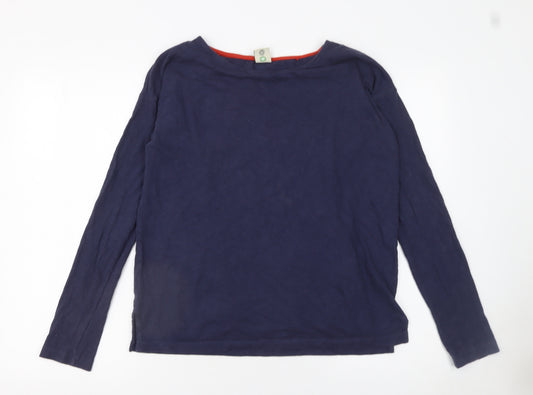 Frugi Women Navy Blue Long Sleeve Organic Cotton Basic Top UK 10
