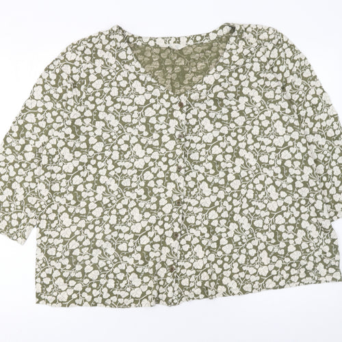 Seasalt Cornwall Womens Green Floral Cotton Tunic Blouse Size 20