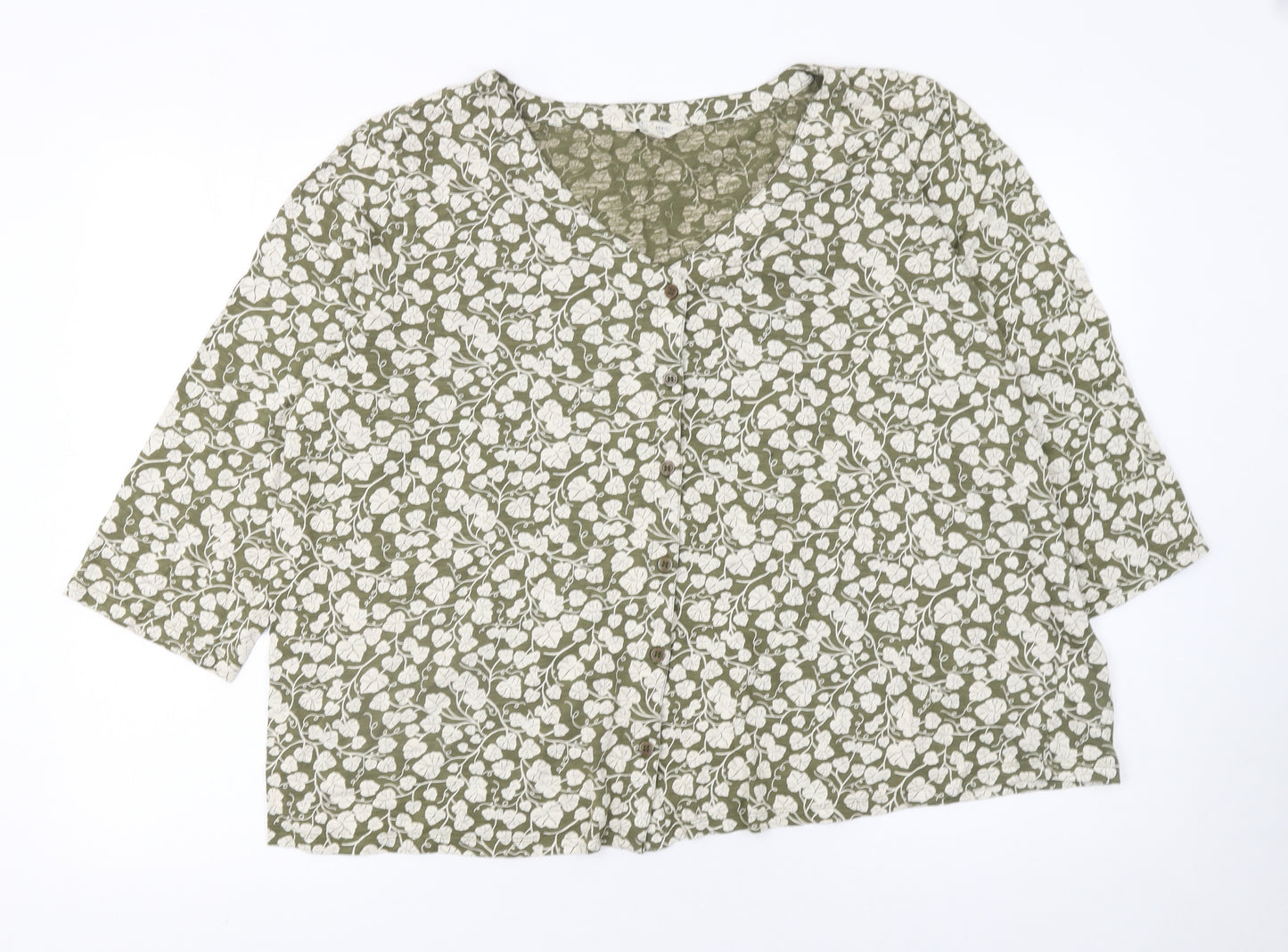 Seasalt Cornwall Womens Green Floral Cotton Tunic Blouse Size 20