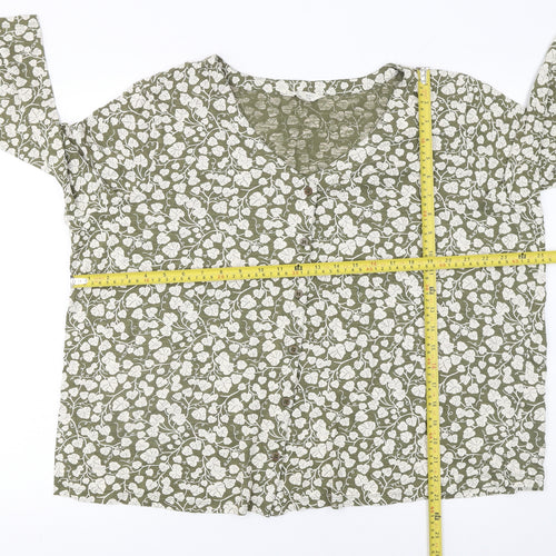 Seasalt Cornwall Womens Green Floral Cotton Tunic Blouse Size 20