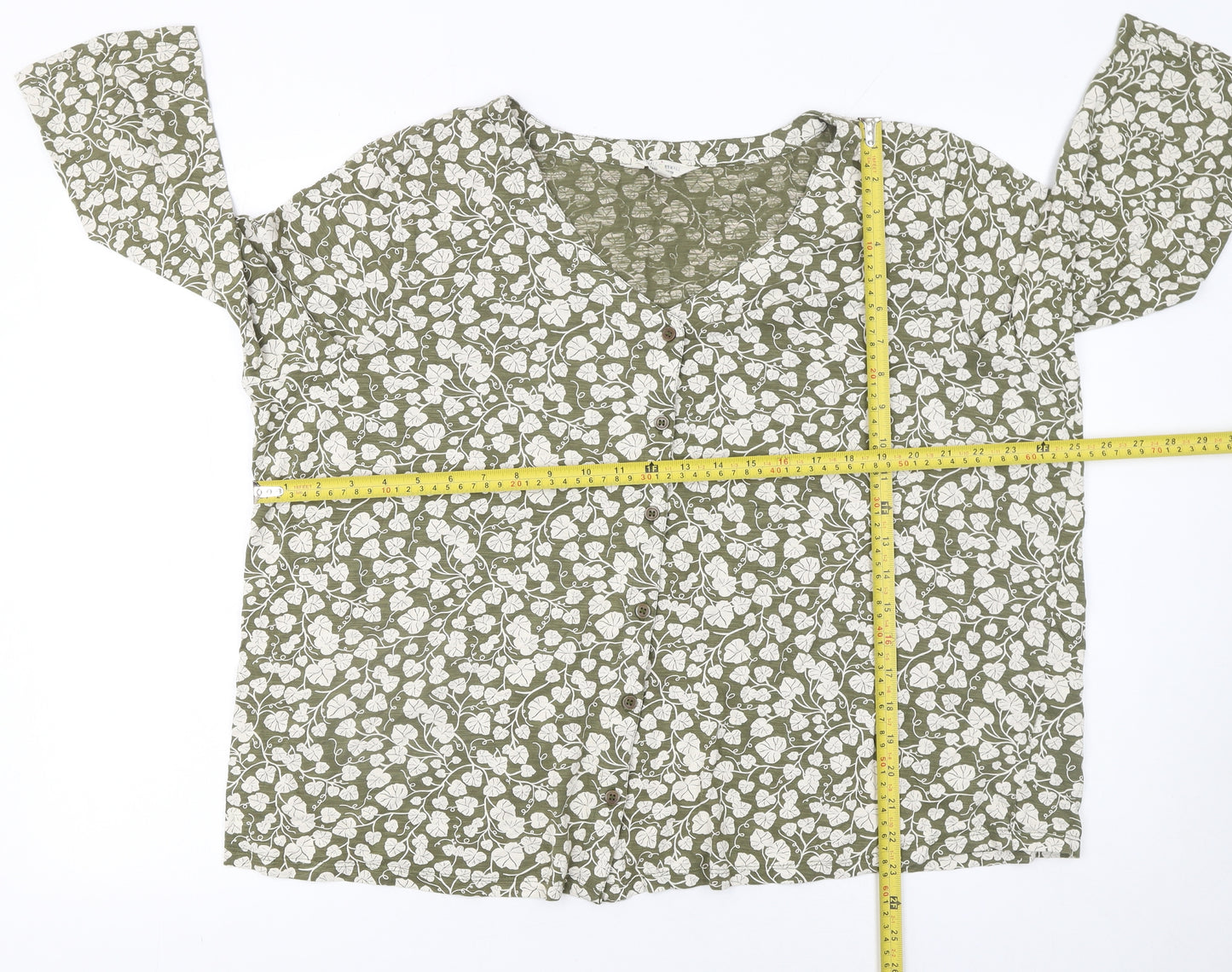 Seasalt Cornwall Womens Green Floral Cotton Tunic Blouse Size 20