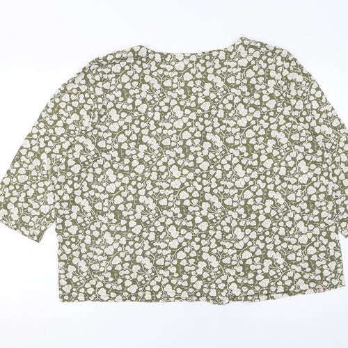 Seasalt Cornwall Womens Green Floral Cotton Tunic Blouse Size 20