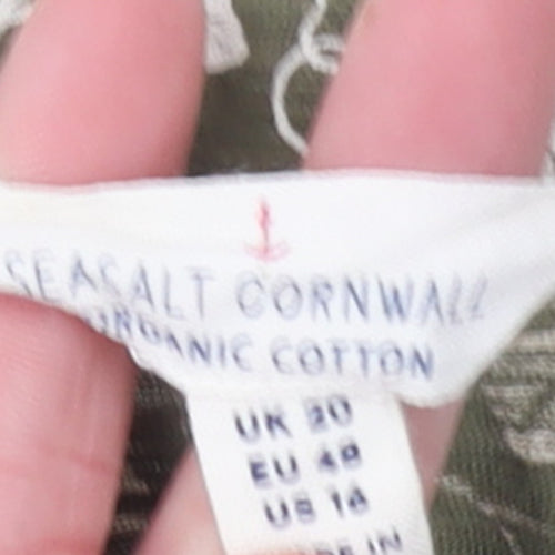 Seasalt Cornwall Womens Green Floral Cotton Tunic Blouse Size 20