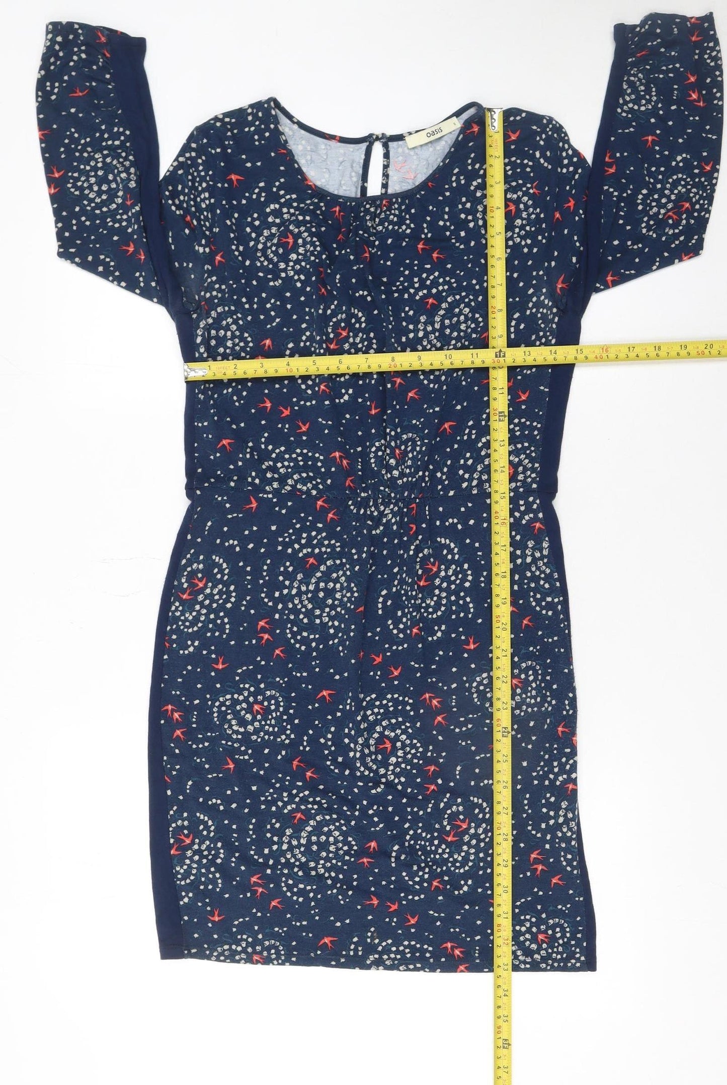 Oasis Women’s Blue Animal Print Shift Dress Size S Viscose Blend