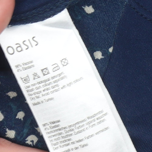 Oasis Women’s Blue Animal Print Shift Dress Size S Viscose Blend