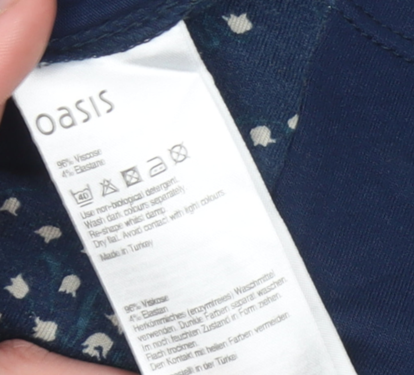 Oasis Women’s Blue Animal Print Shift Dress Size S Viscose Blend
