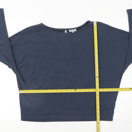 Oliver Bonas Women Blue Size 10 Relaxed Jersey Tie Sleeve Tunic Blouse
