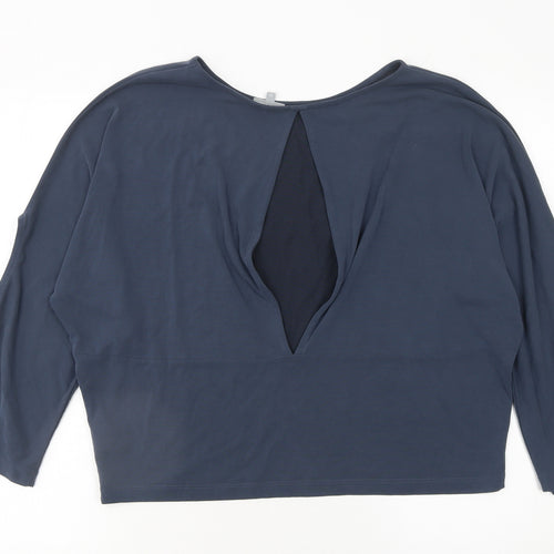 Oliver Bonas Women Blue Size 10 Relaxed Jersey Tie Sleeve Tunic Blouse
