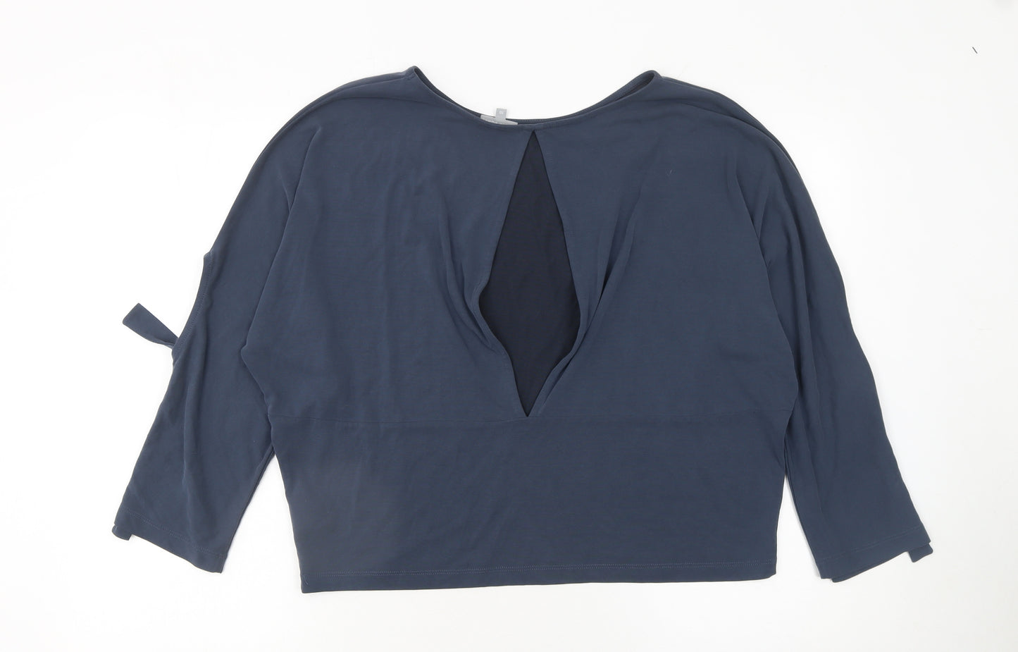 Oliver Bonas Women Blue Size 10 Relaxed Jersey Tie Sleeve Tunic Blouse