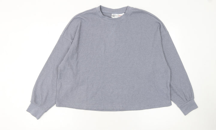 H&M Women’s Grey Long Sleeve Crew Neck Relaxed Fit T-Shirt Size 12