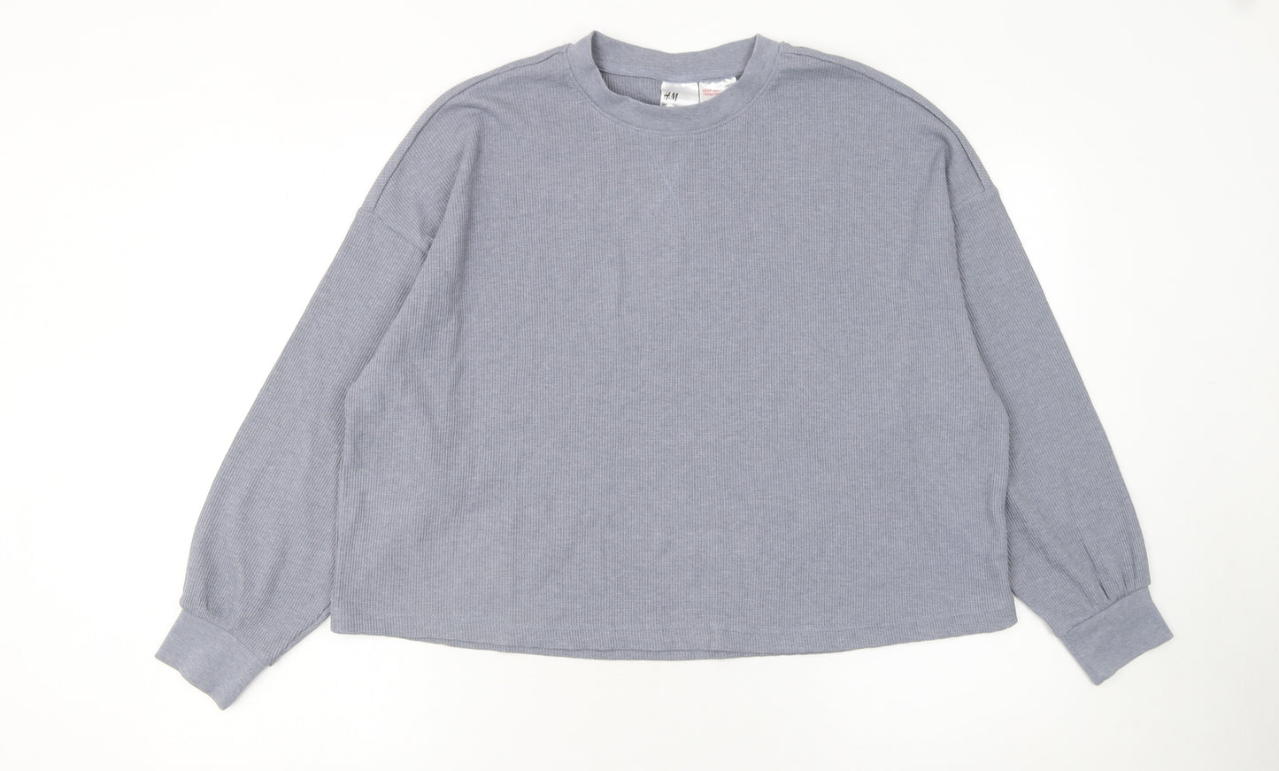 H&M Women’s Grey Long Sleeve Crew Neck Relaxed Fit T-Shirt Size 12