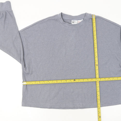 H&M Women’s Grey Long Sleeve Crew Neck Relaxed Fit T-Shirt Size 12