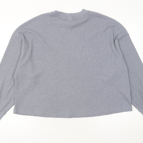 H&M Women’s Grey Long Sleeve Crew Neck Relaxed Fit T-Shirt Size 12