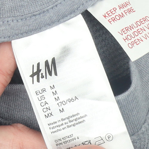 H&M Women’s Grey Long Sleeve Crew Neck Relaxed Fit T-Shirt Size 12