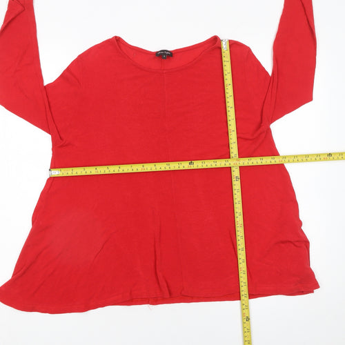 Phase Eight Women Red Long Sleeve Relaxed Fit Viscose Wool Pullover Jumper Size S