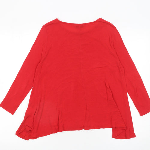 Phase Eight Women Red Long Sleeve Relaxed Fit Viscose Wool Pullover Jumper Size S