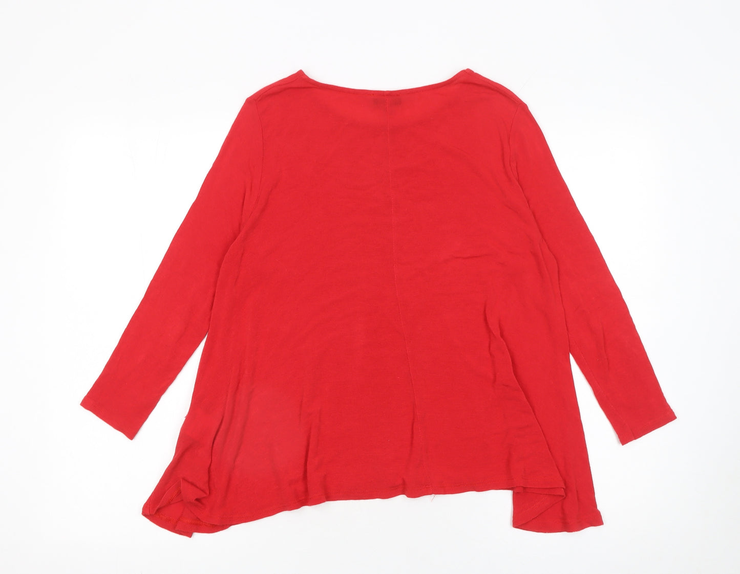 Phase Eight Women Red Long Sleeve Relaxed Fit Viscose Wool Pullover Jumper Size S