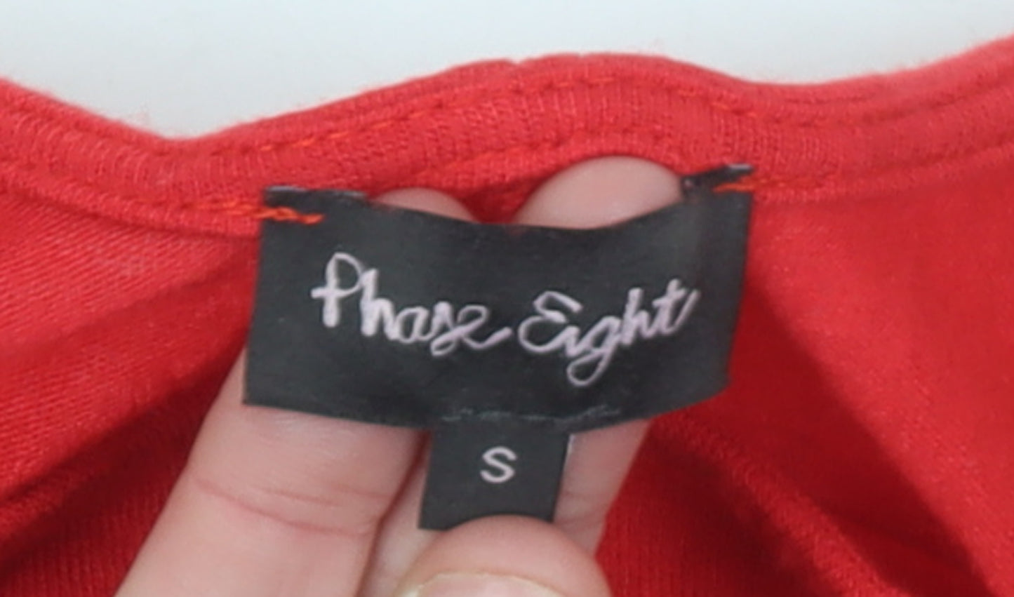 Phase Eight Women Red Long Sleeve Relaxed Fit Viscose Wool Pullover Jumper Size S